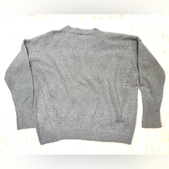 POOF New York Women’s Medium Gray Crew Neck Sweater with Cut Out Detail - Picture 2 of 6